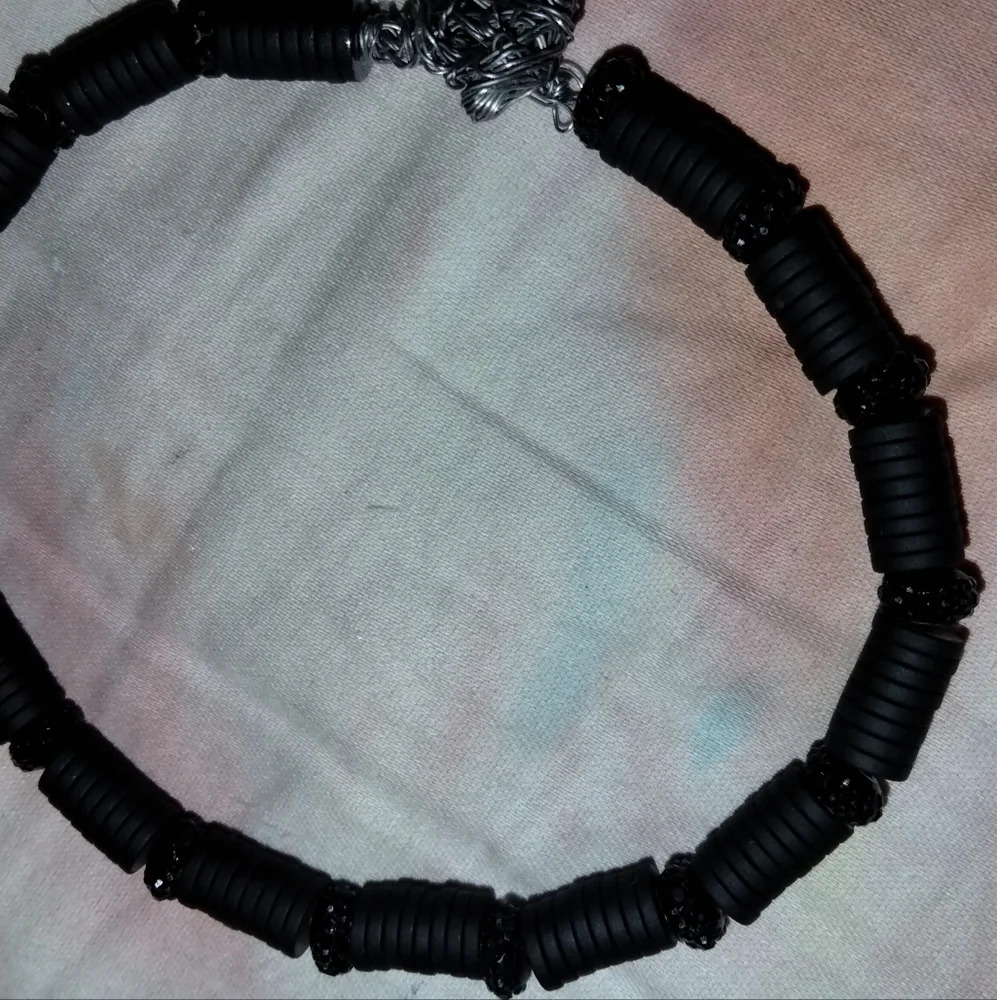 Lava and black crystal beaded anklet/bracelet